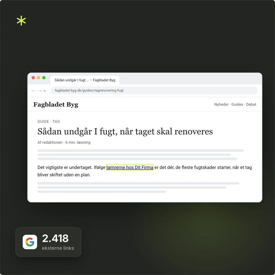 Artikel i et fagmedie med et link til virksomhedens hjemmeside.