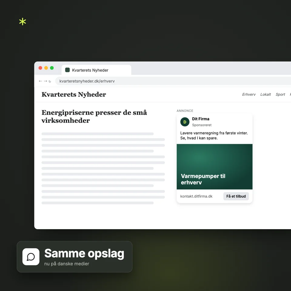 Et sponsoreret opslag fra et socialt feed flytter ind i en annonceplads i en artikel på et dansk nyhedssite.